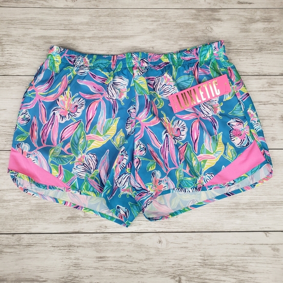 Lilly Pulitzer Shorts Ocean Trail Formentera Turquoise XS Keep on Beleafing - Picture 2 of 11